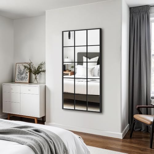 Full Length Mirror Window Pane, 28" x 55" Large Decorative Mirror, Black - Image 7