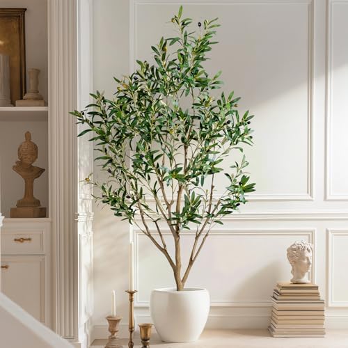Large Artificial Trees Tall Faux Olive Tree with Pot Indoor Outdoor Realistic Floor Fake Plastic plantas for Modern Home Living Room Office Corner Farmhouse Fake Olives Plants Decor Housewarming Gift - Image 7