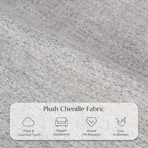 Traditional Accent Chair with Storage Ottoman, 41.3", Chenille, Oatmeal - Image 7