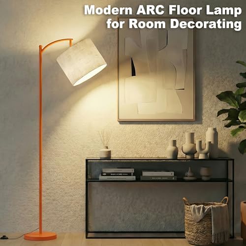mukuxin Floor Lamp, LED Floor Lamp with Foot Switch & Adjustable Linen Lampshade, Tall Modern ARC Standing Lamps with 9W Replaceable Blub for Living Room Office Bedroom - Image 7
