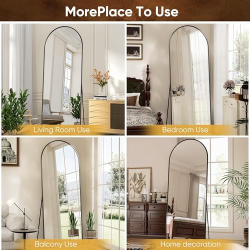 Antok 71" x28” Arched Full Length Mirror with Stand, Floor Mirror, Black - Image 6
