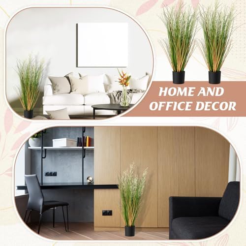 Jexine 2 Pcs 3 ft Tall Artificial Grass Plant Potted Artificial Greenery Floor Plants Faux Pampas Grass Tall in Pot for Housewarming Gift House Garden Bathroom Lobby Outdoor Decoration - Image 6