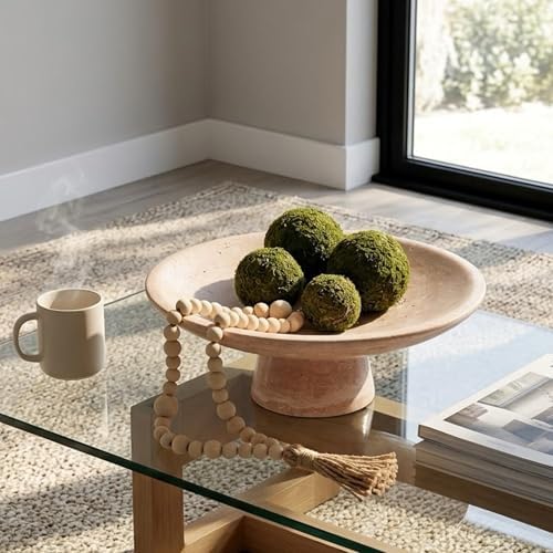 Travertine Fruit Bowl for Kitchen Counter, 10.2" Large Decorative Pedestal Stone Bowl, Natural Marble Centerpiece Bowl for Dining Table, Modern Organic Kitchen & Home Decor - Image 7