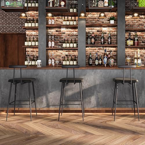 Black Bar Stool Set of 2,Tall Meta Black Barstools,Counter Bar Height Stool - Image 7