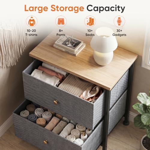 Sweetcrispy Nightstands Set of 2 with 2 Storage Drawer, Small Dresser - Image 6
