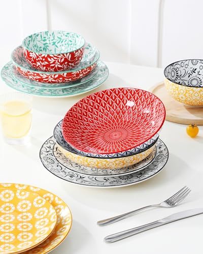 vancasso SELENE Plates and Bowls Set for 6, 24 Pieces Dinnerware Sets, Mircowave and Dishwasher Safe Dishes Set, Porcelain Muted Dinnerware - Image 7