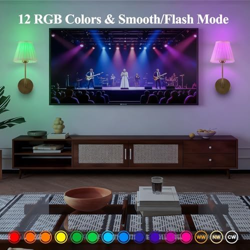 Cordless Wall Sconces Set of 2, Dimmable 15 Colors Rechargeable Battery Operated Wall Sconces, Wireless Gold Vintage Wall Sconce with Fabric for Bedroom Living Room Hallway Wall Decor - Image 7