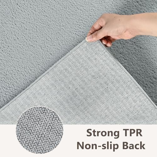 2x10 Light Grey Solid Runner Rug Washable Non-Slip for Kitchen Hallway - Image 6