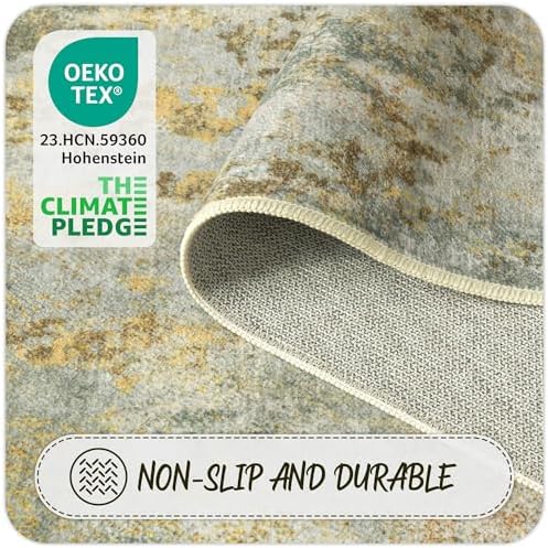 Green Rug Runners for Hallways Kitchen 2.6x8 Non Slip Washable Entryway Runner Rugs with Rubber Backing 8ft Long Carpet Runner for Laundry Bedroom, Low Pile Stain & Fade Resistant, Sage Green - Image 6