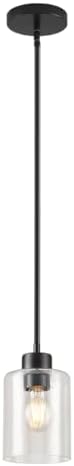 Black Pendant Lights Kitchen Island - Seeded Glass Pendant Light Fixture Multiple Stems Rods 3 Units 12 Inch 3 Units 4 Inch (1 Pack Black Seeded Downrod) by KLSSLighting