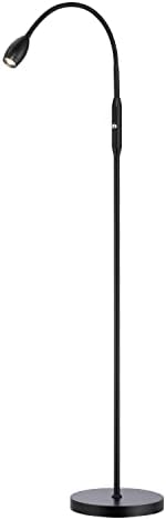 O’Bright Ray – Adjustable LED Beam Floor Lamp, Dimmable and Zoomable Spotlight, Flexible Gooseneck, Reading/Crafting Standing Lamp, Work Table Light, Matte Black by OBright