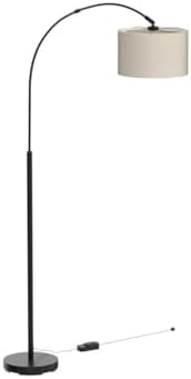 Dimmable Floor Lamp, Arc Floor Lamp with Dimmer, Black Standing Lamp with Adjustable Hanging Shade, Over Couch Tall Reading Light, Modern Pole Lamp for Living Room Bedroom, 9W LED Bulb Included - Image 4