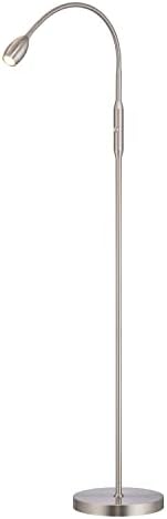 O’Bright Ray – Adjustable LED Beam Floor Lamp, Dimmable and Zoomable Spotlight, Flexible Gooseneck, Reading/Crafting Standing Lamp, Work Table Light, Brushed Nickel by OBright
