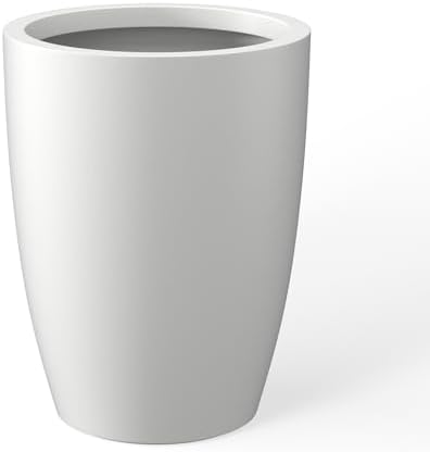 Kante Accent Round Tapered White Concrete Planter 18.1" Tall, Outdoor by Unknown