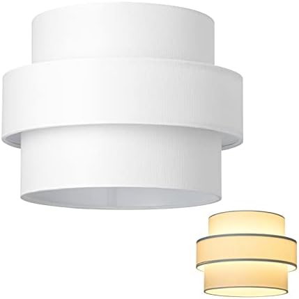 3-tier Drum Lamp Shade for Pendant Lighting Floor Lamps Replacement Shade, The Fibric Lampshade is made of TR by hand (Whtie) by ELFCABLIGHTING
