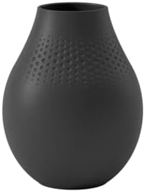 Villeroy & Boch Collier Noir Tall Vase : Perle, 6.25 in, Premium Porcelain, Black by Unknown