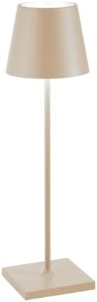Zafferano, Poldina Pro Lamp, Rechargeable Cordless Table Lamp with Touch Controls, Suitable for Indoor and Outdoor, Dimmer, 2200-3000 K, Height 14.9 Inches, Sand Color by ZafferanoLightingTableware