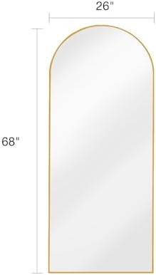 ITSRG Floor Mirror, Full Length Mirror with Stand, Arched Wall Mirror, 26"x68" Mirror Full Length, Gold Floor Mirror Freestanding, Wall Mounted Mirror for Bedroom Living Room, Gold - Image 3