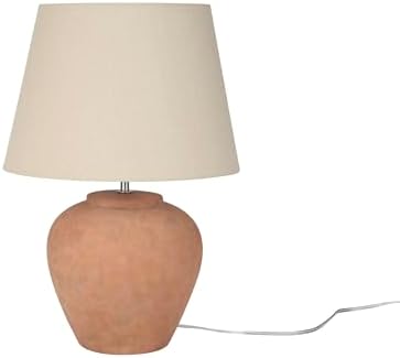 Nourison Home 20" Rustic Terracotta Ceramic Table Lamp with Fabric Shade, Bedside Nightstand Lamp for Bedroom, Living Room, Entryway - Image 5