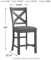 Signature Design by Ashley Myshanna Modern Farmhouse 25" Counter Height Upholstered Barstool, Set of 2, Dark Gray - Image 3