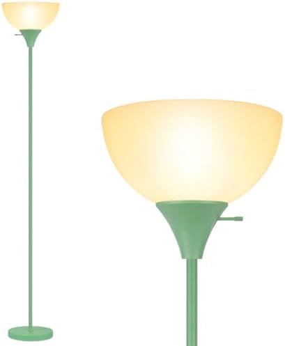 Coucrek Floor Lamp, LED Standing Lamps with White Plastic Shade, Corner Floor Lights for Living Room Bedroom, Rotary Switch, Bulb not Included, Green by Coucrek
