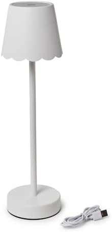 Two's Company Scalloped Edge Shade LED Cordless Table Lamp, 14.5-Inch, White - Image 4