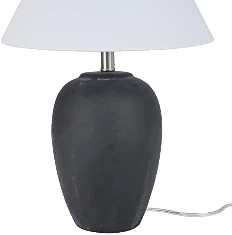 Nourison Home 23" Black Vintage Distressed Ceramic Pot Table Lamp for Bedroom, Living Room, End Table, with White Conical Empire Shade - Image 5