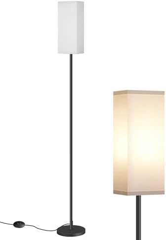 Floor Lamp, Pole Lamp with Foot Switch, Modern Standing Lamp Shade, Minimalist Freestanding Lamp (Bulb Not Included), for Living Room, Bedroom Office ETL Listed, Black and White CW07LD05 by GOEBLESON