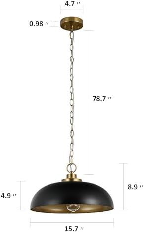 Lingkai 15.7" Pendant Light Fixtures, Farmhouse Pendant Lights Kitchen Island, Black Hanging Ceiling Light for Kitchen Island Dining Room - Image 4