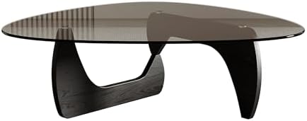 Honyee Morden Coffee Table, 42.5" x 28.5" x 16.1" Triangle Tempered Glass Top for Living Room, Color: Black - Image 6
