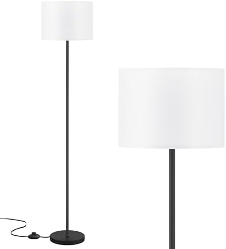 Modern Floor Lamp Simple Design with White Shade & Foot Pedal Switch by Ambimall