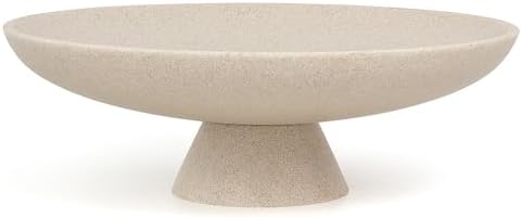 YMXYJM Modern Pedestal Decorative Bowl, Large Resin Fruit Bowl, Beige by YMXYJM