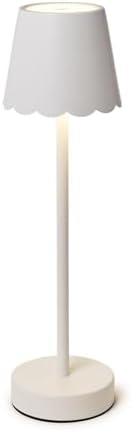 Two's Company Scalloped Edge Shade LED Cordless Table Lamp, 14.5-Inch, White by TwosCompany