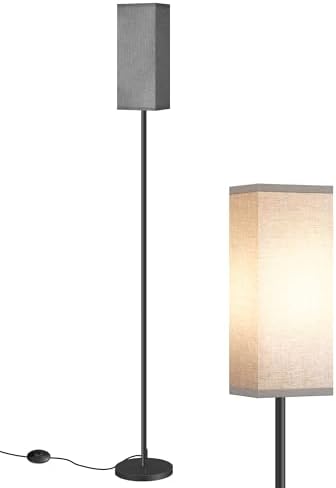 Floor Lamp, Pole Lamp with Foot Switch, Modern Standing Lamp Lampshade, Minimalist Freestanding Lamp (Bulb Not Included), for Living Room, Bedroom Office ETL Listed, Black and Gray H07LD05 by GOEBLESON