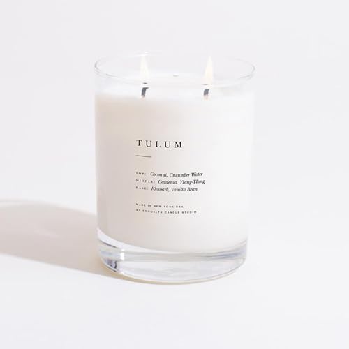 Brooklyn Candle Studio Tulum Classic 2 Wick Candle - Luxury Scented Candle, Vegan Soy Wax, Hand Poured in The USA, 70 Hour Slow Burn Time - 13oz by BrooklynCandleStudio