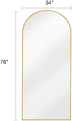 ITSRG Full Length Mirror with Stand, 34"x76" Floor Mirror Freestanding, Arched Wall Mirror, Oversized Mirror, Gold Arch Mirror, Wall Mounted Mirror for Bedroom(Gold) - Image 3