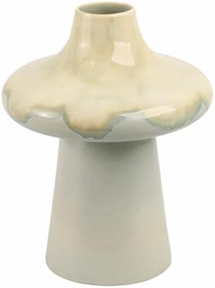 Modern Mushroom Vase for Living Room and Home Decor - Decorative Flower Vase Accent with Earthenware Pottery Design - Decorative Table Accent for Bedroom, Room, House and Office Display - 12”, Blue - Image 6