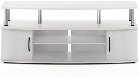 Furinno JAYA Large Entertainment Stand for TV Up to 55 Inch, White Oak/Chrome - Image 6