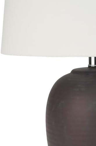 Nourison Home 23" Dark Purple Distressed Ceramic Pot Table Lamp for Bedroom, Living Room, Dining, Office, with White Shade - Image 6