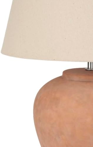 Nourison Home 20" Rustic Terracotta Ceramic Table Lamp with Fabric Shade, Bedside Nightstand Lamp for Bedroom, Living Room, Entryway - Image 7
