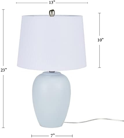 Nourison Home 23" Coastal Blue Ceramic Pot Table Lamp for Bedroom, Living Room, Dining Entryway, with White Shade - Image 4