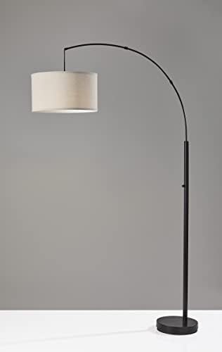Adesso Arc Floor Lamp with Curved Arm and Oatmeal Fabric Drum Shade – Transitional Overhead Accent Light for Living Room, Bedroom, Home Office, or Reading Area, 74” Tall - Image 2