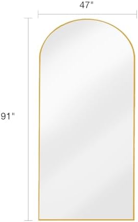 ITSRG Full Length Mirror with Stand, 47"x91" Floor Mirror Freestanding, Arched Mirror, Oversize(Gold) - Image 4