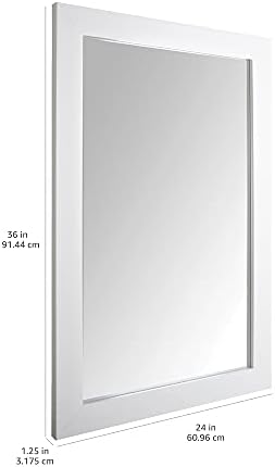 Amazon Basics Rectangular Wall Mount Mirror for Bedroom, Living Room, Entryway, Wide Trim, 24" x 36", White - Image 5