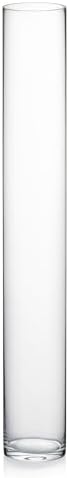 WGVI Quality Thick Weighted Tall Clear Cylinder Glass Vases, 4" W x 28" H, Flower Arrangement Floating Candle Holders Wedding Centerpieces Event Floral Container Floor Display Home Décor, 1 Piece by WGVInternational-OpusGlassware