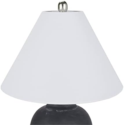 Nourison Home 23" Black Vintage Distressed Ceramic Pot Table Lamp for Bedroom, Living Room, End Table, with White Conical Empire Shade - Image 6