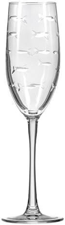 Rolf Glass School of Fish 8oz Champagne Flute Glass | Toasting Flute Glasses | Lead-Free Glass | Etched Flute Glasses | Proudly Made in the USA (Set of 4) - Image 2