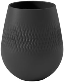 Villeroy & Boch Collier Noir Small Vase : Carre, 5 in, Premium Porcelain, Black by Unknown