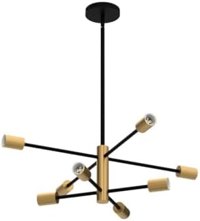 RUIYEY Modern Sputnik Chandeliers Black and Gold Mid Century Chandelier 8-Light Dining Room Light Fixture Height Adjustable Ceiling Lights Farmhouse Chandeliers for Kitchen Island Living Room - Image 4
