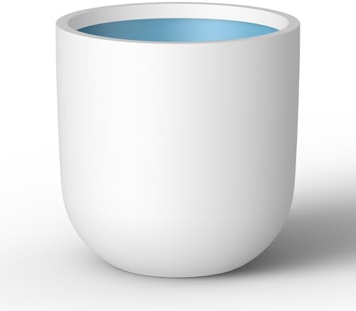 Kante Large Round Capsule White Concrete Planter 16.5" Dia, Outdoor by Unknown